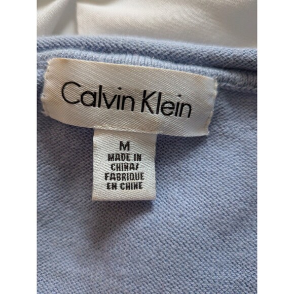 Calvin Klein Sweater Womens M Abstract Art To Wear Blue Multi Mixed Media Top - Picture 3 of 13